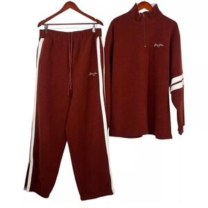 Sean John Vtg Track Pant Suit XL Cozy Warm Fleece Half Zip Athleisure Y2K 2PC